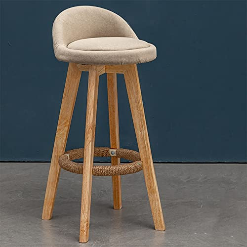 POIU Tabourets de Bar Rotatif sur 360°, Haut Chaise de Bar en Bois Massif, Chaise Haut avec Repose-Pieds, Style Nordique Chaise de Cuisine (Color : D, Size : 73CM)