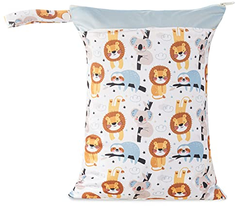SEAUR Nasstasche Kita Kindergarten Groß Dry Wet Bag Baby Windeltasche für Unterwegs Wasserdicht Nassbeutel Reißverschluss Waschbar Wiederverwendbar Organizer Beutel Reise Sport Pool - 1 Stück 30*40cm