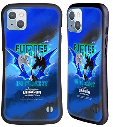 Head Case Designs Offizielle How to Train Your Dragon Toothless Und Light Fury Flight III Night Und Light Hybride Handyhülle Hülle Huelle kompatibel mit Apple iPhone 14 Plus