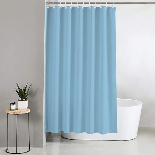 Blue Canyon Rideau de douche uni, 100 % polyester, traitement de surface antibactérien, hydrofuge, ourlet lesté, 180 x 180 cm, 12 œillets renforcés avec crochets inclus (bleu ciel)