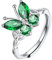 SILVERCUTE Schmetterling Keltischer Knoten Verstellbarer Ring für Mädchen Niedlicher Fingerring mit Geburtsstein Smaragd Einstellbare Glücksring 925 Verlobungsring Siegelring Modeschmuck für Freunde
