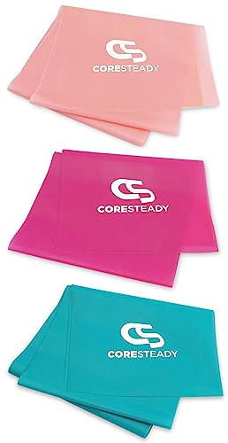 Coresteady Gymnastikband für Männer und Frauen – Fitnessband ohne Zurückschnellen für Krafttraining – Gummiband Sport für Fitness, Pilates, Physio und Yoga – Mit Trainingsanleitung