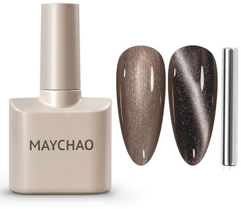 MAYCHAO 15ML Cat Eye Gel Nail Polish 1Pc Black Magnetic Nail Polish with Magnet Soak off Holographic Cat Eye Gel Polish for Nail Art Manicure Salon DIY at Home