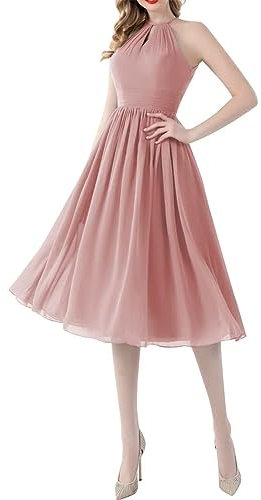 Homecoming Robe courte Mini jupe licou sans manches Robes de cérémonie de remise des diplômes pour les juniors, vieux rose, 58 plus