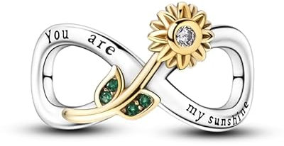 CYCUFF Sterling Silber Charms 925 für Europäische Armband & Halsketten Anhänger Perlen Schmuck Geschenk für Frauen Familie Freunde (Sonnenblume Ewigkeit Bead)