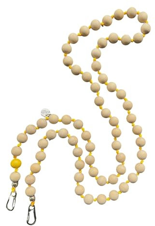 FFelsenfest Handykette Lang Holzperlen Natur-gelb I ø15 mm I Länge ca. 138 cm I H0092