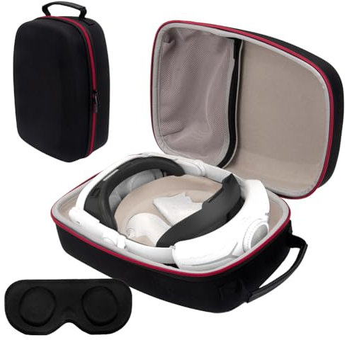 AZURAOKEY Funda de transporte rígida para Meta Quest 3, bolsa de transporte de EVA, bolsa de almacenamiento portátil para controlador de auriculares VR con funda protectora para accesorios Meta Quest