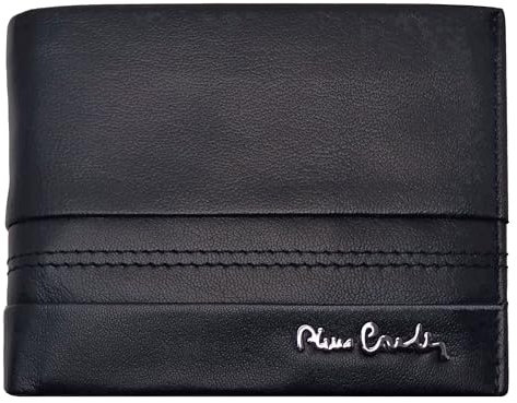 Pierre Cardin Portefeuille pour homme, cuir véritable, mince, homme, petit mince rfid, cadeau, portefeuille avec porte-monnaie, cuir, porte-billets, portefeuille garçon, Noir , Décontracté