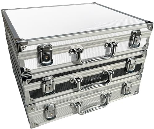 ECI Valise vide en aluminium avec baguettes en aluminium Blanc Dimensions intérieures 34 x 30 x 6 cm