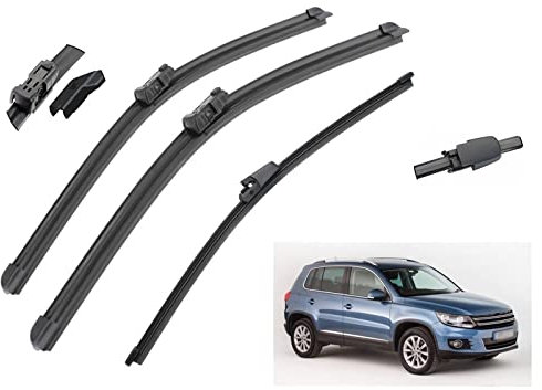 Escobillas Limpiaparabrisas Limpiaparabrisas Para VW Tiguan MK1 2007-2017 24 + 21 + 13 limpiaparabrisas Trasero Delantero Cepillos Accesorios De Corte Auto