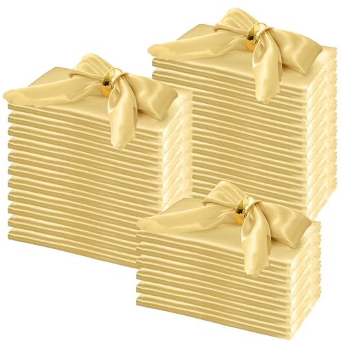 Horbaunal Satin-Servietten, quadratisch, 43,2 x 43,2 cm, mit eleganter Spitze, weiche Stoffservietten für Partys, Hochzeiten, Events, Champagner, 100 Stück