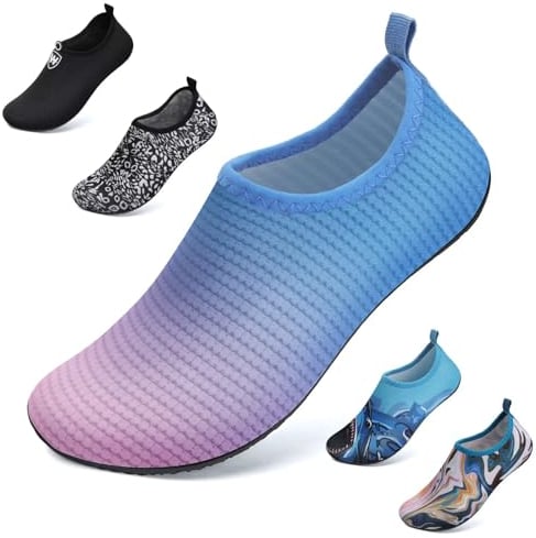 WateLves Water Shoes Barefoot Shoes Mens Women Beach Aqua Socks Swim Swimming Pool(Blue Purple 6/7)