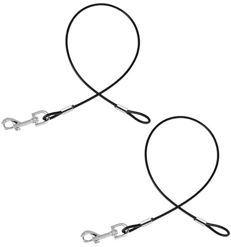2er-Pack kausichere Hundeleinen-Verlängerung mit Metallkabel, robuste Leine, Nicht verhedderbar, Verbindungsleine für Jede Leine, Halsband und Geschirr, Schwarze Hundeleinen-Verlängerung(Schwarz)