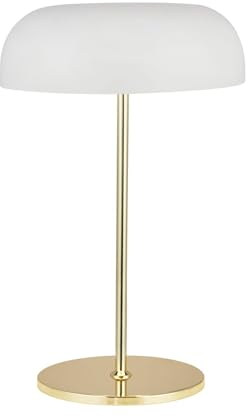 Licht-Erlebnisse Tischleuchte 40 cm hoch in Messing poliert Weiß 2x E14 Metall Nachttischlampe Schlafzimmer Tischlampe Wohnzimmer HAYES