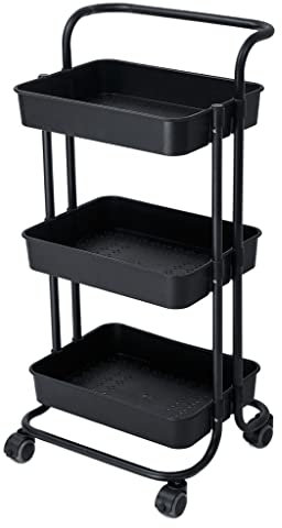 3 Layer Storage Rack Kitchen Trolley Movable Shelf Home Furniture Organizer with Wheels Narrow Cabinet (Color : OneColor, Size : 88 * 42 * 37cm) (D 88 * 42 * 37cm)