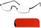 Metall Halbrand oben Lesebrille Halbbrille Rechteckig, Gratis Etui und Brillenputztuch, Edelstahl Rahmen (Schwarz) mit Federscharnier, Lesehilfe Damen und Herren +1.5 Dioptrien