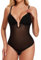Joyshaper Damen Body Shaper Rückenfrei Formender Body Bauchweg Tanga Tiefer U-Ausschnitt Miederbody Shapewear Ärmellos Bodysduit Top Schwarz M