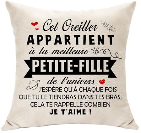 Hasodeo Coussin Decoratif pour Meilleure Petite-Fille - Cadeau Original pour Anniversaire, Fiançailles et Nouvelle Année