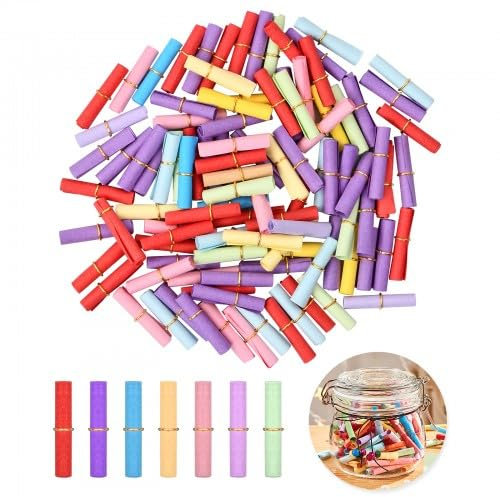 100Pcs Mini Paper Scrolls, 2.36x 0.98 in Colorful Wish Letter Roll With Tiny Scroll Love Message Capsules for Valentine Birthday Present Wedding Party Decoration