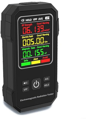 EMF-Messgerät, elektromagnetischer Strahlungsdetektor, elektrisches Feld und magnetische Stärke, Tester für Inspektionen im Heimbüro (schwarz)