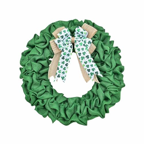 Irischer Festival-Bandkranz, St. Patrick Day-Kranz, Türbehang, Wanddekoration Gartendeko Frühling (Green, One Size)