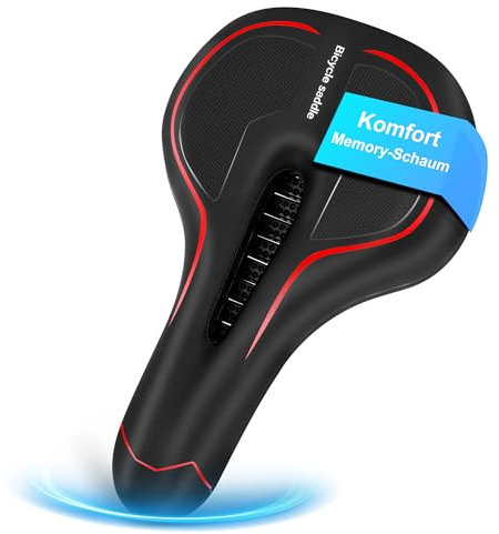 Fahrradsitz Komfort Fahrradsattel mit Memory Foam, Wasserdicht Fahrradsattel Damen, Fahrradsattel Herren Kompatibel mit Ergonomischem Airflow universell für MTB, E-Bikes, Citybikes