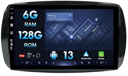 MISONDA 9 Zoll 2 Din Android Autoradio Für Mercedes Benz Smart 453 Fortwo 2014-2020 Mit GPS Navi Unterstützt Bluetooth | DAB |USB | Carplay |Android Auto | WiFi |4G|MirrorLink | RDS- 6G+128G