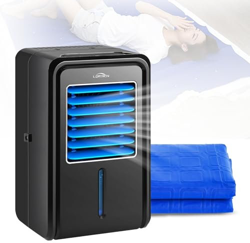Matelas Double refroidissant à l'eau, Coussin de Refroidissement pour lit avec climatiseur de Chevet et télécommande, Garde Le Matelas au Frais, Travail Silencieux + minuterie, 63×55