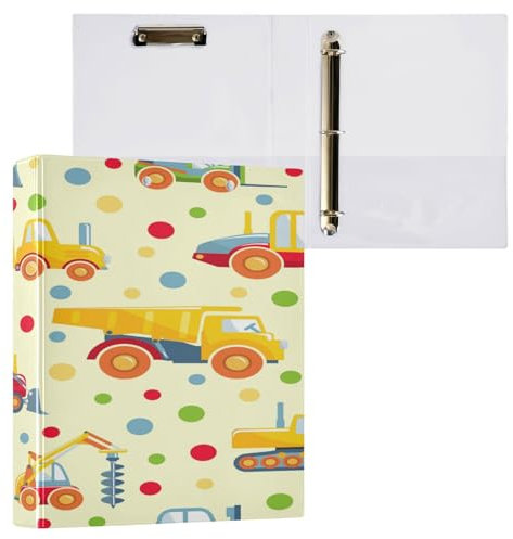 Kcldeci Hardcover 3-Ringbuch für Papier, Spielzeug, schwere Geräte und Maschinen, 2,5 cm, runde Ringe, Ordner-Organizer für Schule/Büro, 1 Stück