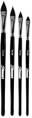 Sdanart Lot de 4 pinceaux d'aquarelle ovales pour peinture acrylique, pinceau ovale à pétales de fleurs, pinceau à peinture ovale pointu pour la langue de chat, pinceaux d'artiste