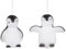 2er Set - Schwarz & Weiß Flock Pinguin Küken - Winter Wonderland Weihnachtsbaum Hängende Dekorationen/Kugeln - 9cm