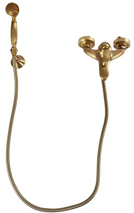 Grifo de pared para baño, juego de grifos de ducha retro de cobre, grifo mezclador para bañera, bañera, dorado