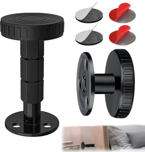 2 Stück Abstandshalter Wand, Wandschutz Bett, Abstandhalter Kunststoff, Bettrückwand, Kopfteil Stopper mit Möbelpolstern,Gewinde für Betten Schränke Sofas Zimmerwand 27–40 mm/78-105 mm Schwarz