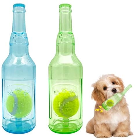 SGZIOO 2 PCS Ball in A Bottle Dog Toy, Tennis Toss Dog Toy, Squeaky Tennis Balls for Dogs, Squeaky Dog Toys for Play and Training, Interactive Dog Toys, Dog Chew Toys for Small Medium Dog