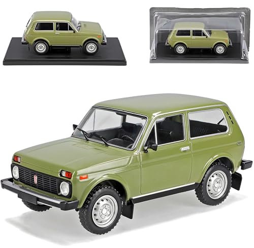 alles-meine.de GmbH Lada Niva was 2121 Grün Ab 1976 mit Sockel 1/24 Modell Auto mit individiuellem Wunschkennzeichen