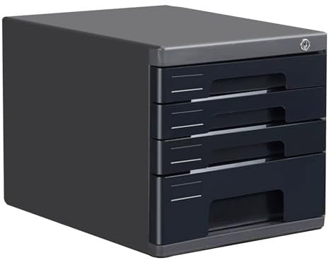 Schubladenbox – Abschließbarer A4-Aktenschrank Für Den Schreibtisch, Mehrschichtiger Schreibtisch-Organizer Mit Schloss Für Dokumente Und Zubehör(Schwarz,4-Layers)