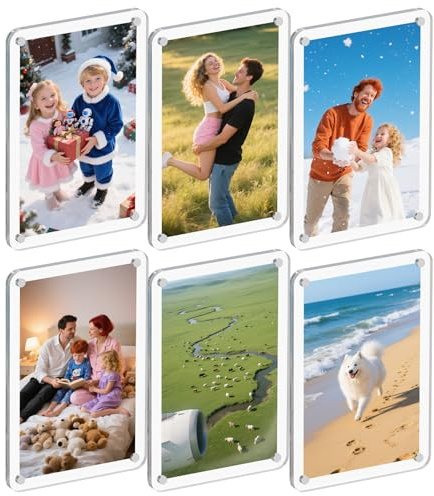 Dooiclear 6 Pack Magnetic Picture Frame for Fridge, 4x6 Inch Photo Frame for Refrigerator, Double Sided Clear Photo Frame, Acrylic Picture Magnet Frame for Home, School, Office