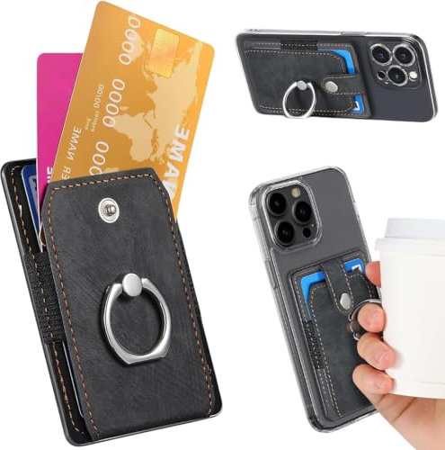 JEYORZY 1 pcs Porta Cellulare Adesivo in Cuoio, Tasche autoadesive per Carte, Tasca per Carte di Credito, Supporto per Carta di Telefono Cellulare, Supporto per Telefono, per Retro del Telefono