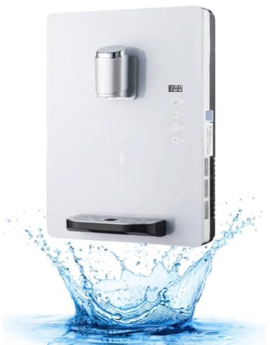 NADYE Wall-Mounted Mains Fed Unit Water Dispenser, With Electronic Child Lock, 2200W Household Adjustable Intelligent Large Screen Touch, Heating Water Capacity 30L/h (White)