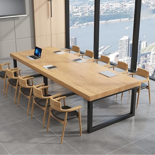 Großer Konferenztische aus Massivholz, Einfach zu Montieren, Bietet Platz für 5–10 Personen, mit Metallhalterung, Ideal für Große Meetings (Stühle Nicht im Lieferumfang Enthalten)(Beige,120x60x75cm/47