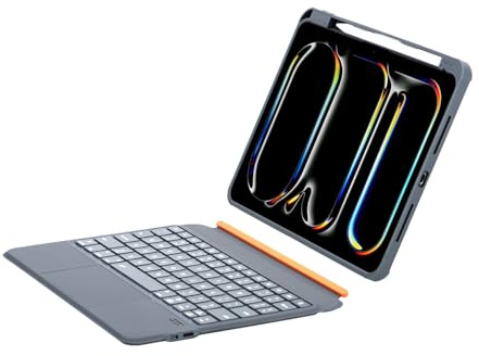 Synchro Bands Funda con teclado giratorio de 360° para iPad Pro de 11 pulgadas (1ª-4ª generación), iPad Air de 11 pulgadas (M2 2024/M3 2025), iPad Air de 10.9 pulgadas (4ª/5ª generación) (negro, iPad