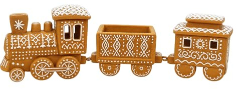 eBoutik - Novelty Cute Gingerbread Train Christmas Decoration - Large Cookie Lookalike Traditional Holiday Centrepiece for Home, Mantel and Table Display