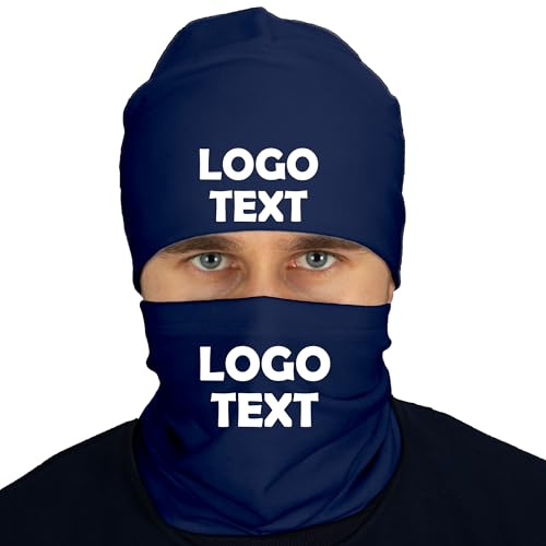 Schlauchschal personalisiert Mütze Set, Bedrucken mit Logo, Foto oder Text | Schlauchschal Mütze Set selbst gestalten | eigenem Bild, Name, Firmenlogo | Buff Loop | Herren & Damen | Multifunktionstuch