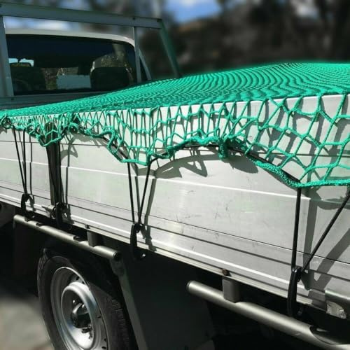 Gepäcknetz aus verstärktem Mesh mit 15 Hakenbefestigungen, geeignet zur Ladungssicherung für Pickup-Trucks, Transporter und Anhänger