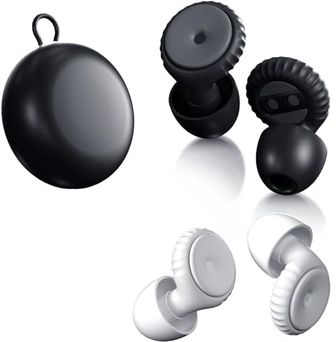 Ohrstöpsel zum Schlafen (Earplugs), Silikon Ohrenstöpsel mit 45 dB SNR Geräuschreduzierung, Flexible Passform | wiederverwendbar, 2 Paar mit 3 Größen (S/M/L), für Seitenschläfer, Flugzeug & Konzert