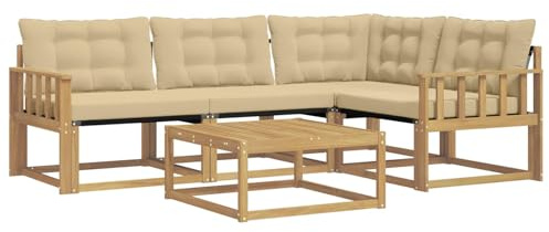 vidaXL Outdoor-Sofagarnitur 5 pcs Weiß und Beige 79 x 79 x 37 cm, Moderne Garten-Sofa-Garnitur, langlebige Möbel, schicker Akazienholz-Sitz, Bequeme Terrassen-Lounge