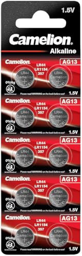 Camelion 1,5-Volt-Knopfzellen LR44/AG13 Alkaline im 10er-Sparpack