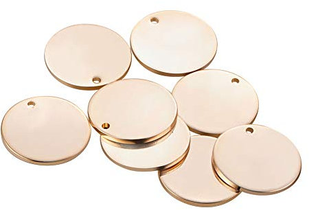 BENECREAT 24 PC Chapado en 18K Oro Forma Redonda Plana Colgantes en Blanco Etiquetas para Perros Manualidad de Pulsera Pendiente Colgante