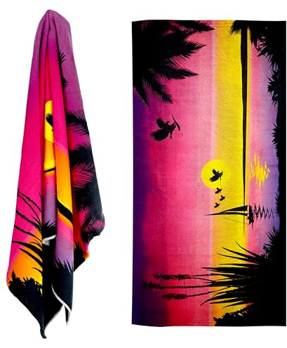 GEEZY Microfibre Beach Towel, Birds Sunrise Design - Quick Drying, Lightweight, Sand-Free, Large & Durable, Summer Design - Beach Essentials for Travel, Holiday, Swimming, Sauna, Adults, 70x140cm