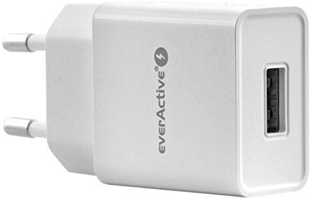 everActive Netzladegerät mit 1 USB Buchse 2,4 A, hoher Wirkungsgrad, schnelles Laden, Gesamtleistung 12 W, solides, einteiliges Gehäuse, Modell: SC- 200